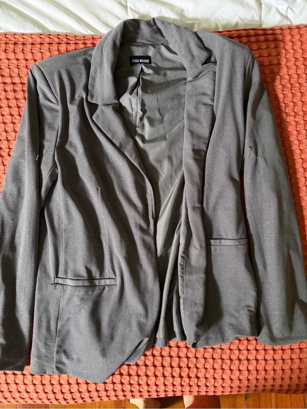 Steve Madden Gray Sparkle Blazer Jacket